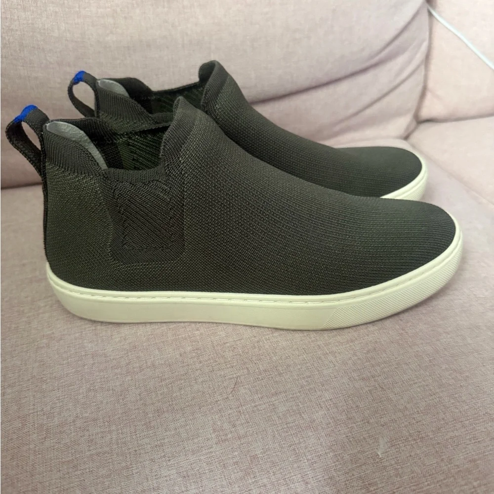 Women’s Slip-On Knit Sneakers in Dark Olive with Cream Sole